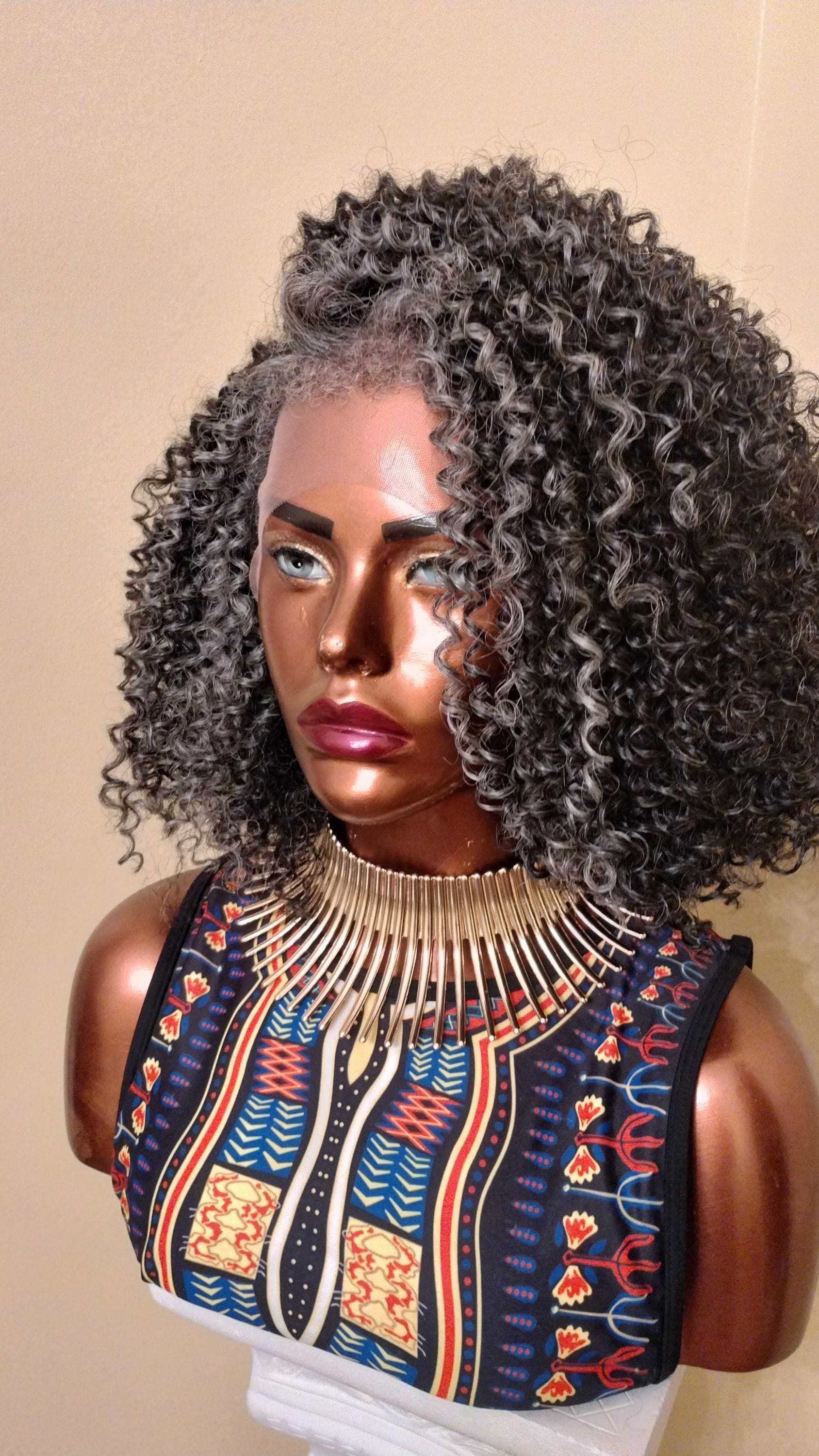 Grey Kinky Curly Lace Frontal Wig Pre-plucked HD Lace Wig 