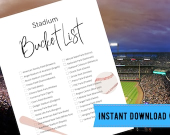 Stadium Bucket List, Baseball, Printable, Baseball Print, Major League