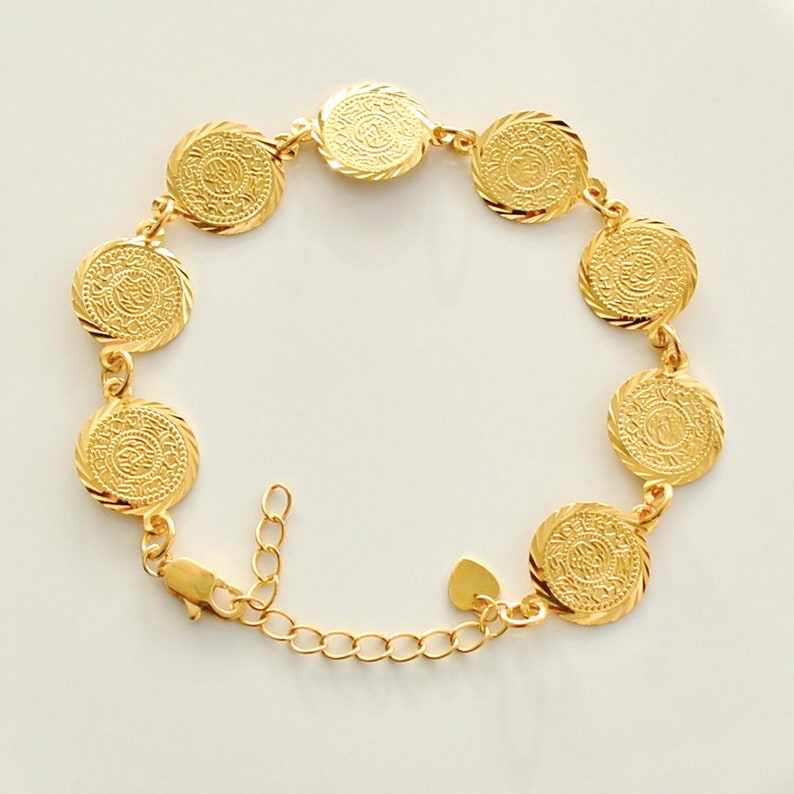 Womens Coin Bracelet Middle Eastern Jewelry 24k Gold Plated Etsy