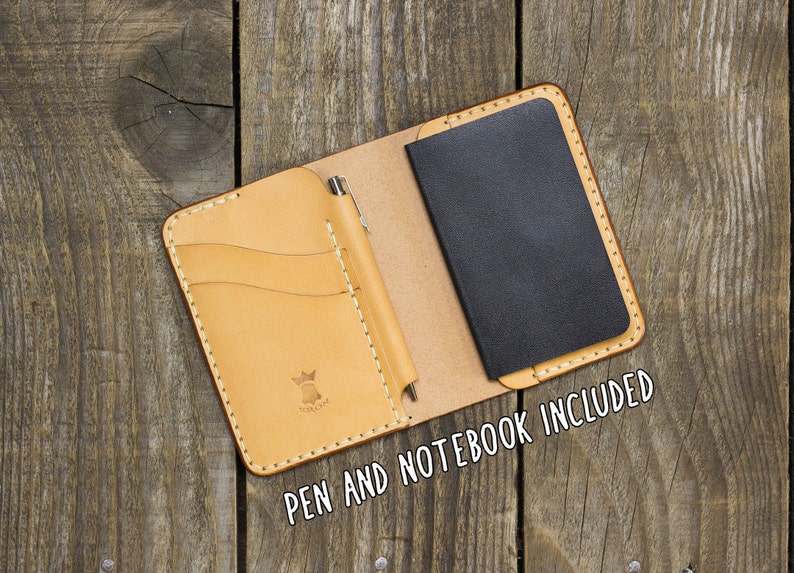 Leather Notebook Wallet EDC Small wallet Free Pen & Etsy