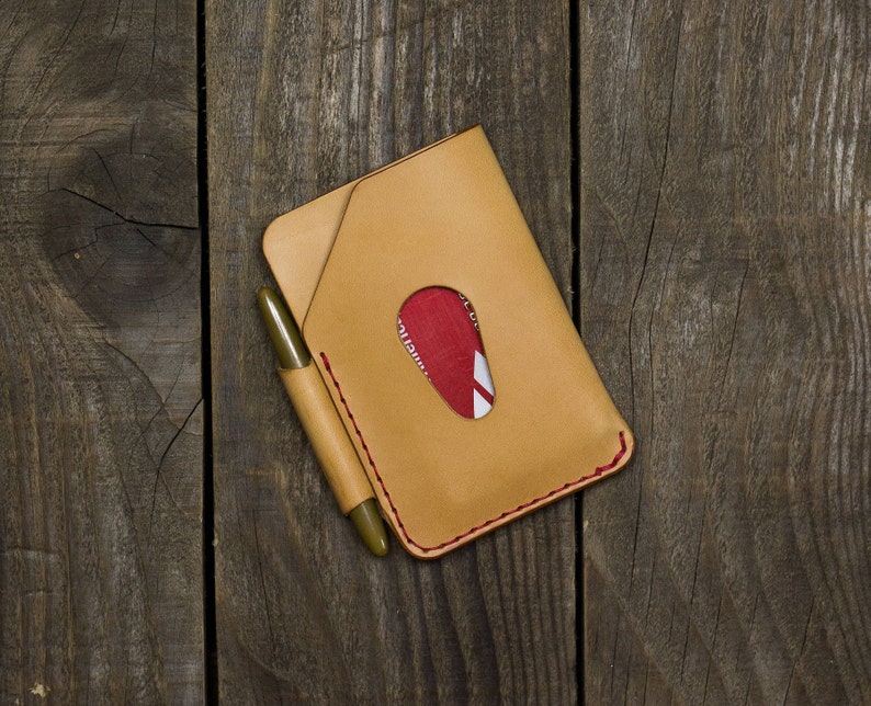 Leather Notebook Wallet EDC Small Wallet Space Pen Free Etsy
