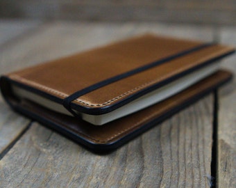 Horween Chromexcel thick A6 Leather Notebook Cover, Made to fit your notebook, Snug fit leather notebook cover. Leuchtturm, Hobonichi etc.