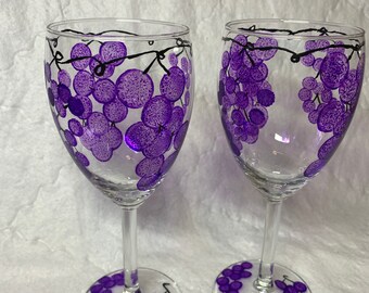 ムラーノワイングラス ペア 紫 ハンドペイント ライトステム - Etsy 日本