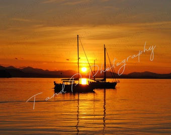 Strandfotografie, Segelboot, digitaler download Fotografie, Sonnenuntergang Foto, maritimes Bild, Fine Art Digital Geschenk Ozean, Insel Strand Landschaft