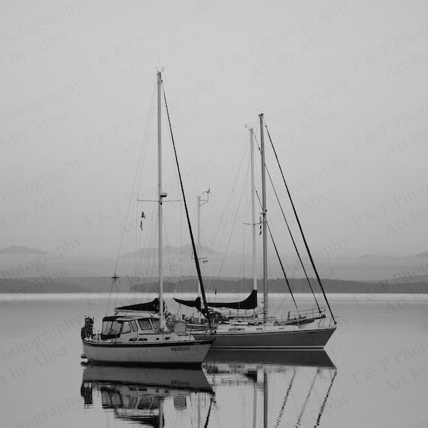 BLACK AND WHITE Photography, ocean scene B & W sail boat, Sailing photo, nautical historical, ocean photo, wall art, fine art, home decor