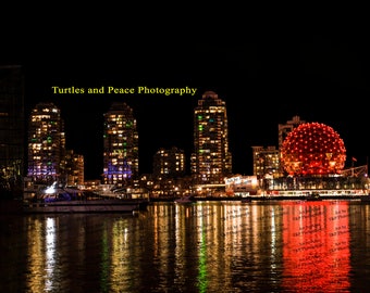 NIGHT SKY PHOTO, night photo, City at night, Night scene, night time, Vancouver, water photo, night water scene photo, Digital photography