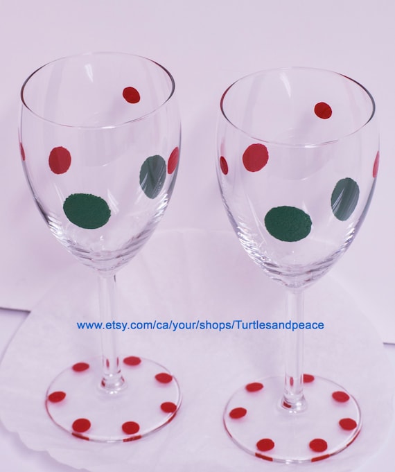 Hand crafted glass, treat yourself, hand painted glass, handmade glass, wedding gift, painted Polka dots, Bridesmaid gift, Sweetheart gift