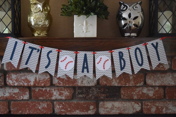 Baby Shower Baseball Theme "It's A Boy" Banner, Baseball Baby Shower, It's A Boy Banner, Baby Shower Banner Il_570xn