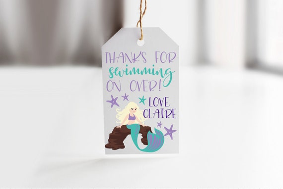 Mermaid Favor Tags, Mermaid Birthday Favor Tags, Mermaid Tags, Mermaid Labels, Baby Shower Favor Tags, Baby Shower Tags, Set of 12 Il_570xn
