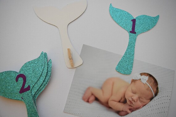 Mermaid Banner, Monthly Photo Banner, 1st Birthday, Mermaid Birthday Banner, Glitter Banner, Mermaid Monthly Banner, Mermaid Birthday Decor Il_570xn