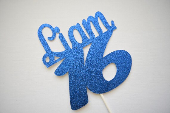 Birthday Cake Topper, Personalized Cake Topper, Glitter Birthday Cake Topper, Personalized Age Cake Topper Il_570xn