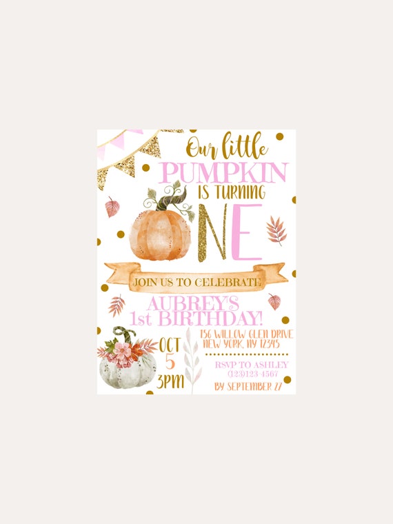 Little Pumpkin First Birthday Invitation, Girl First Birthday Invitation, Pumpkin 1st Birthday, Pumpkin 1st Birthday Invite Il_570xn