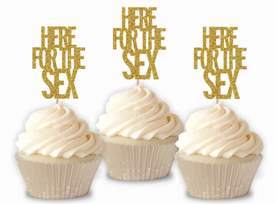 Here For The Sex Cupcake Toppers, Gender Reveal Cupcake Toppers, Here For The Sex, Gender Reveal Decor, Set of 12 Il_570xn