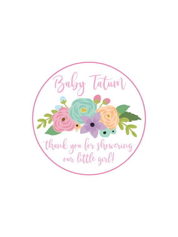 Floral Baby Shower Stickers, Baby Shower Stickers, Baby Shower Favor Stickers, Baby Shower Labels, Set of 12 Il_570xn