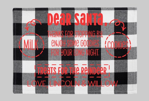 Christmas Placemat, Custom Christmas Placemat, Christmas Santa Placemat, Cookies and Milk for Santa, Christmas Decor, Christmas Gift Il_570xn