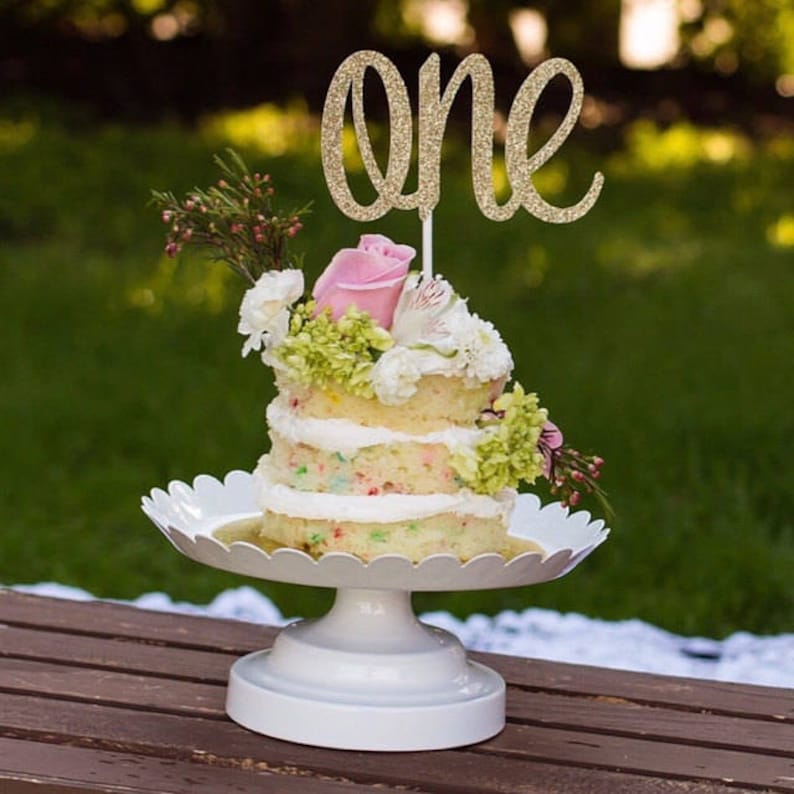 1st Birthday Cake Topper ONE Cake Topper Gold Glitter ONE Etsy