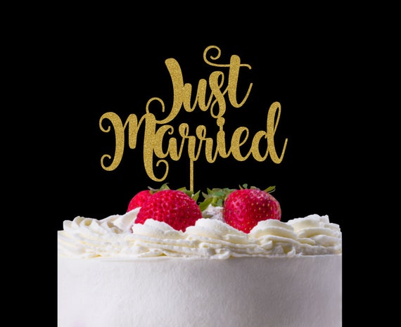 Just Married Cake Topper, Wedding Cake Topper, Glitter Cake Topper, Wedding, Wedding Cake, Just Married Il_570xn