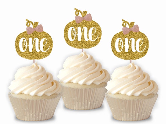 Pumpkin One Cupcake Toppers, Gold Glitter Pumpkin Cupcake Toppers, Cupcake Toppers, Pumpkin 1st Birthday, Little Pumpkin Il_570xn