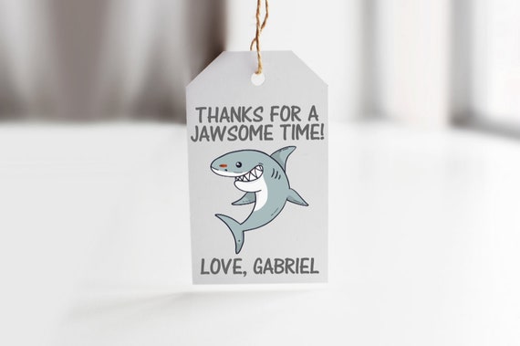 Shark Favor Tags, Shark Birthday Favor Tags, Shark Tags, Shark Labels, Baby Shower Favor Tags, Baby Shower Tags, Set of 12 Il_570xn