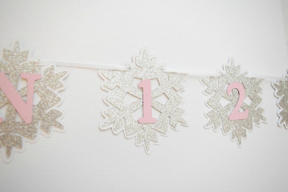 Monthly Photo Banner, 1st Birthday Decor, Winter Wonderland Banner, Winter Onderland Theme, Snowflake Monthly Photo Banner, Birthday Banner Il_570xn