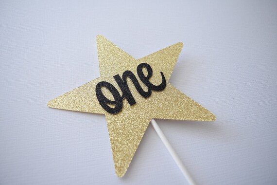 1st Birthday Cake Topper, Star Cake Topper, Gold Glitter ONE Cake Topper, Twinkle Twinkle Little Star Cake Topper Il_570xn