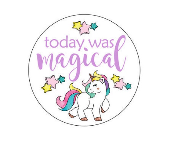 Unicorn Stickers, Unicorn Labels, Unicorn Party, Unicorn Favor Bag Stickers, Unicorn Birthday, Today Was Magical Stickers Il_570xn