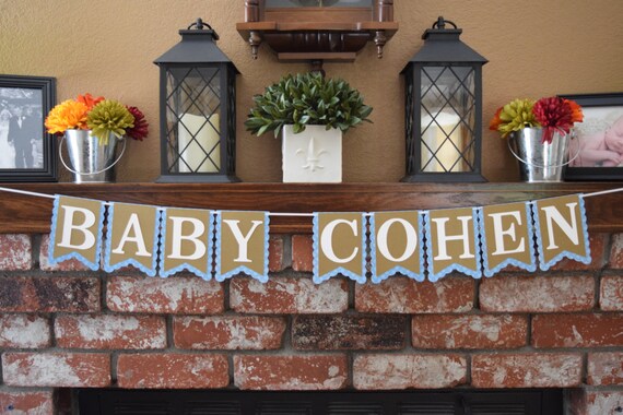 Baby Shower Banner, Personalized Baby Shower Banner, Name Banner, Rustic Baby Shower Banner, Baby Name Banner Il_570xn
