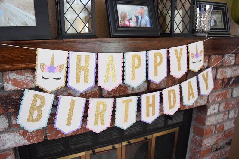 Unicorn Banner Unicorn Birthday Banner Unicorn Theme Etsy