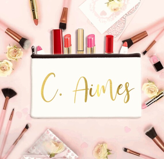 Bridesmaid Cosmetic Bag, Bridesmaid Gift, Custom Cosmetic Bag, Bridal Party Gift, Personalized Cosmetic Bag, Custom Makeup Bag Il_570xn