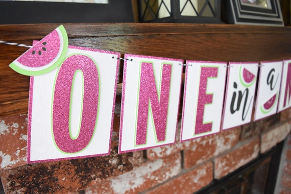 Watermelon Banner, One In A Melon Party, First Birthday, Birthday Party, Summer Party, Photo Prop, Birthday Banner,Party Decor, Party Banner Il_570xn