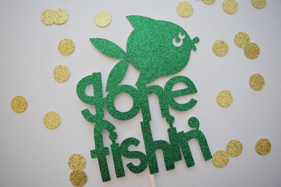 Fishing Cake Topper, Gone Fishin Cake Topper, Fishing Theme Birthday, Fishing Party Decor, 1st Birthday Decor, Birthday Party Decor Il_570xn