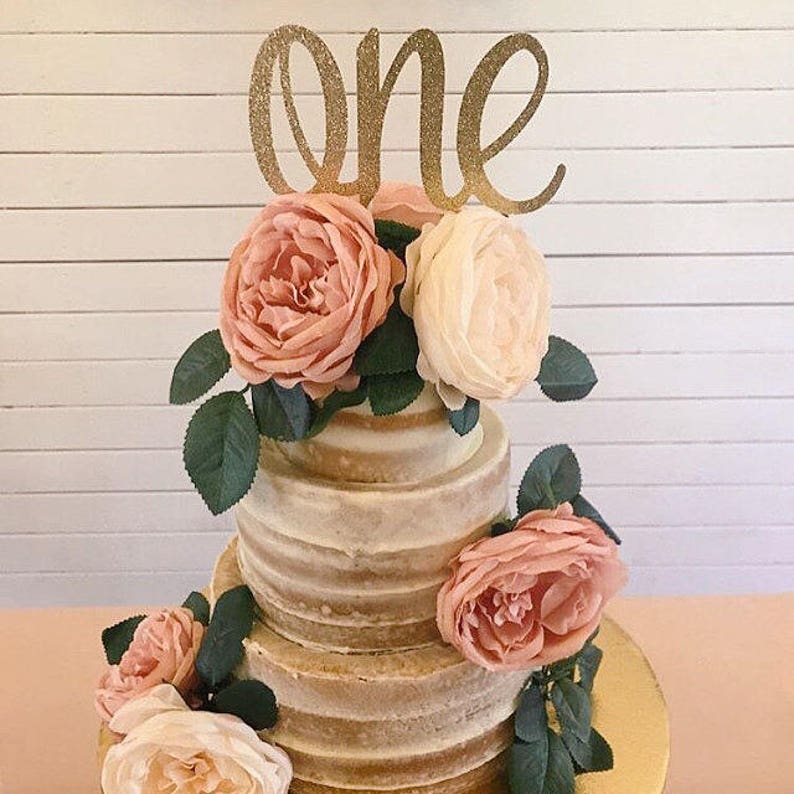 1st Birthday Cake Topper, ONE Cake Topper, Gold Glitter ONE Cake Topper, Cursive One Cake Topper, 1st Birthday Cake, Smash Cake Topper 