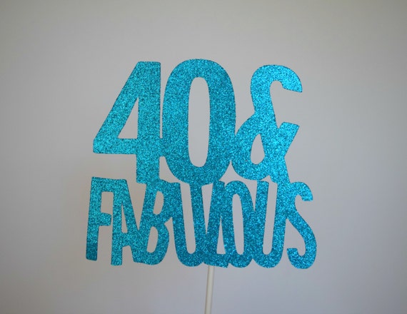 40th Birthday Cake Topper, 40th Birthday Decor, Glitter Birthday Cake Topper, Personalized Age Cake Topper, 40 & Fabulous Il_570xn