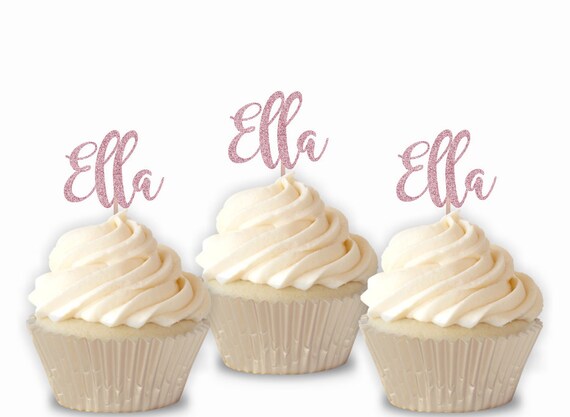 Personalised name cupcake topper Customised birthday decor.