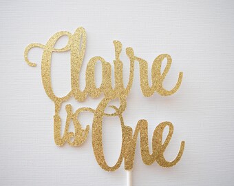 1st Birthday Cake Topper, Personalized Cake Topper, Gold Glitter ONE Cake Topper, 1st Birthday Decor, Cake Topper, Smash Cake Topper