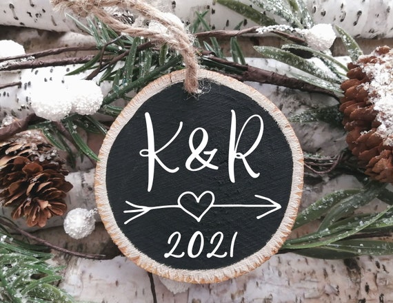 Custom Wood Slice Ornament, Initials Christmas Ornament, Custom Christmas Ornament, Wood Slice Ornament, Rustic Ornament, Wood Ornament Il_570xn