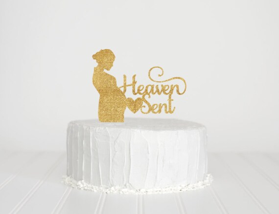 Baby Shower Cake Topper, Heaven Sent Cake Topper, Baby Cake Topper, Glitter Baby Shower Cake Topper, Glitter Cake Topper Il_570xn