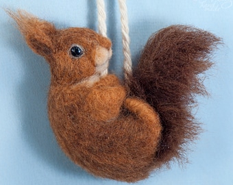 Woodland Animal Ornaments - Furry Brown Deer, Squirrel, Owl