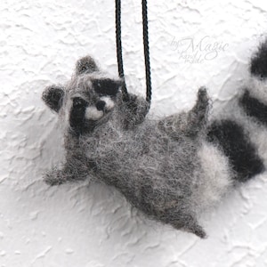 Nadel gefilzter Waschbär Charm, Wolle Tier Anhänger