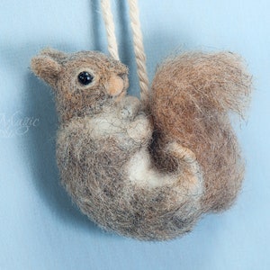 Needle felted gray squirrel ornament, woodland decor, gift for animal lover