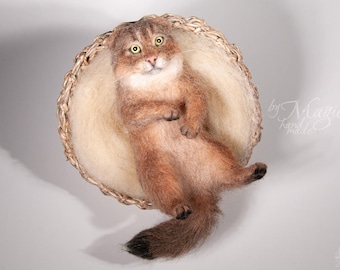 Aangepast naaldvilten kattenbeeldje: huisdier herdenkingscadeau
