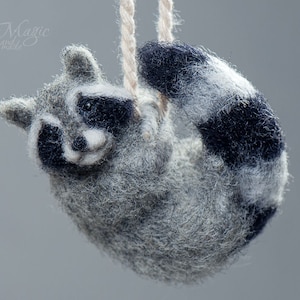 Needle felted raccoon ornament, rustic house decor