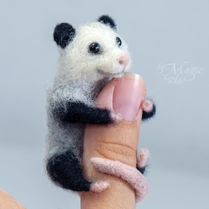 Needle felted opossum ornament, possum toy