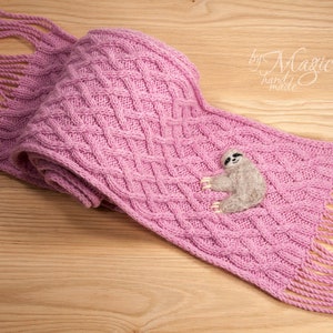 Hand Knitted Scarf With Wool Sloth Animal Scarf Camel Wool - Etsy