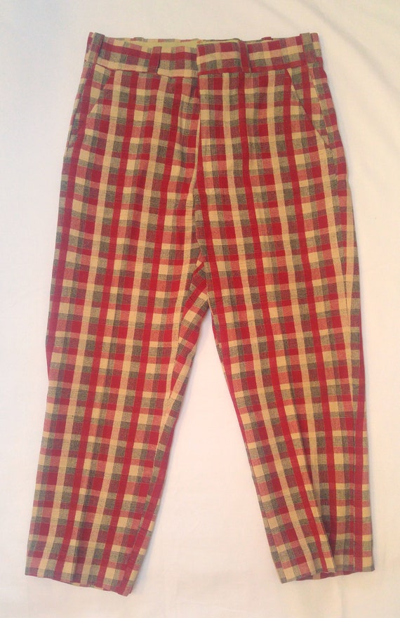 mens 70's plaid pants