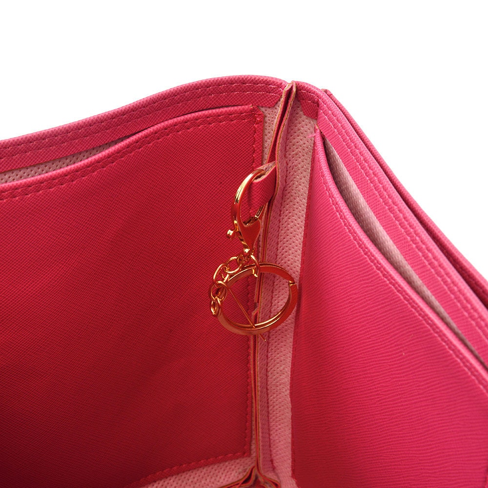 Graceful MM Vegan Leather Handbag Organizer in Fuchsia Color