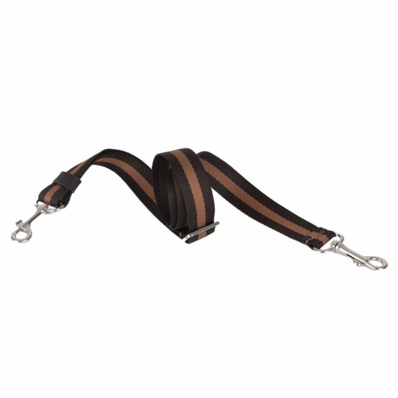 Slim Striped Crossbody Bag and Purse Strap in Dark Brown and Tan Brown with  Carabiner Slide Hook (1wide)