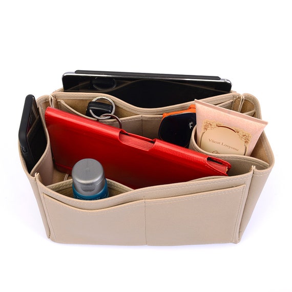  Vegan Leather Handbag Organizer in Dark Beige Color