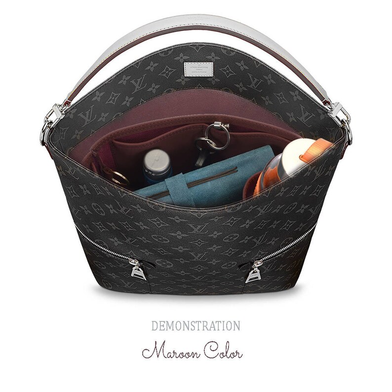 Leather Purse Inserts Melie Deluxe Leather Handbag Organizer in Maroon Color Leather bag insert for LV Melie
