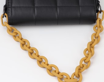 Bag Chain Handle Strap in Mustard Matt Finish (18.9") Handbag Short Strap for Designer Bags Purse Chain Strap